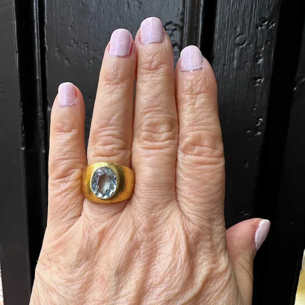 14K Yellow  Gold Aquamarine Ring - image 6