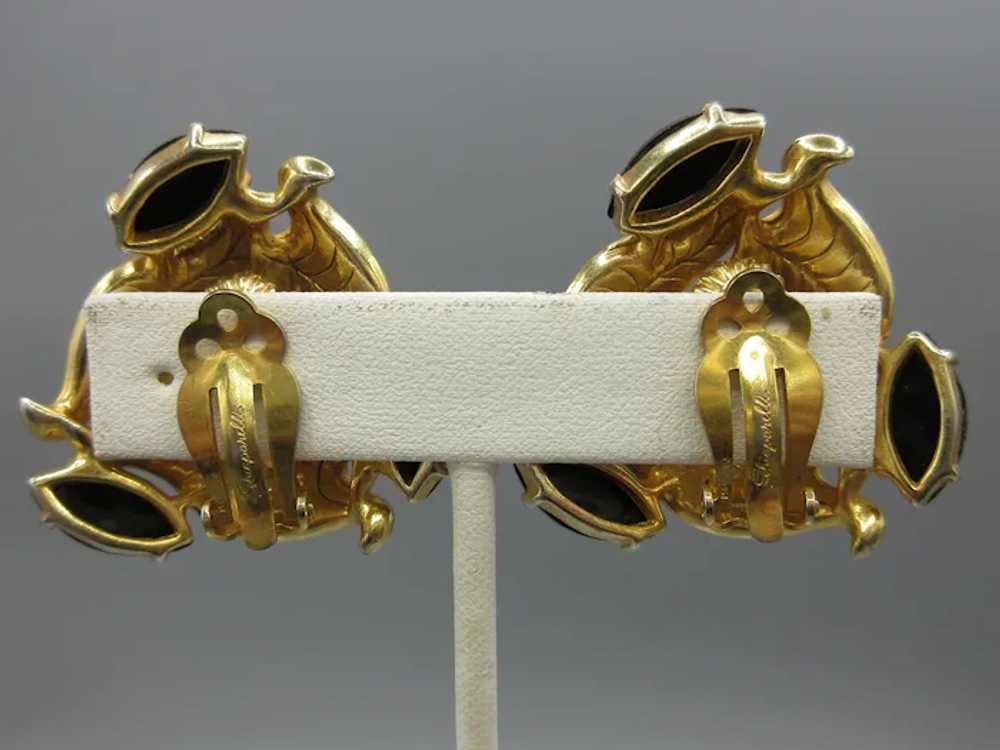 Vintage Schiaparelli Signed Clip Earrings - image 4