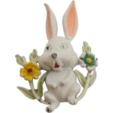 Vintage Enameled Bunny Brooch - Perfect For Easter