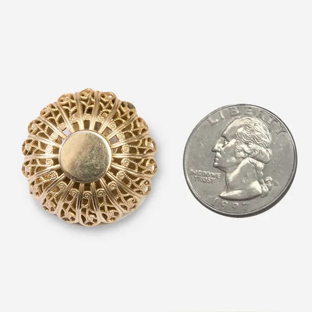 1960s Filigree Gold Button Earrings - image 3