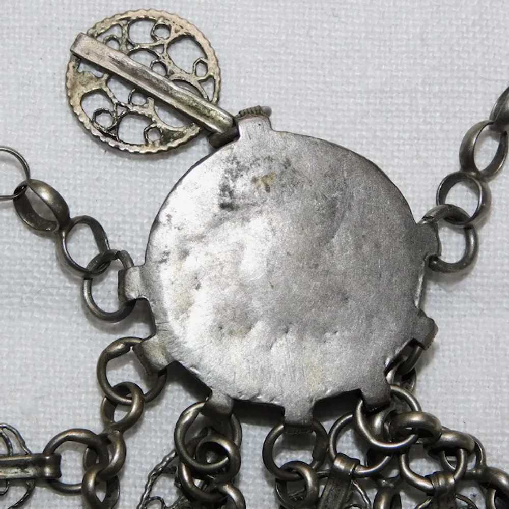 Vintage Turkish Ethnic Tribal Silver Necklace wit… - image 5