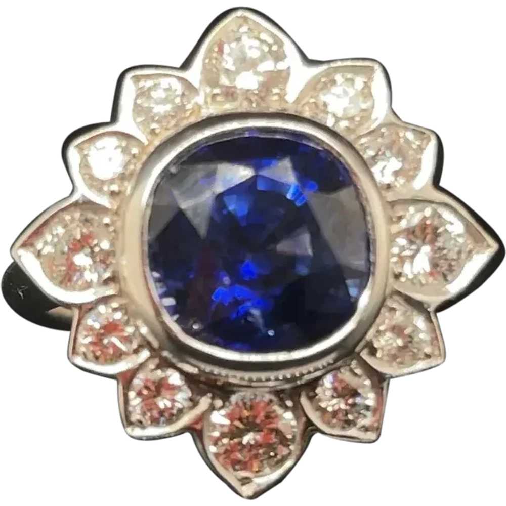 Large Sapphire and Diamond Ring Platium - image 1