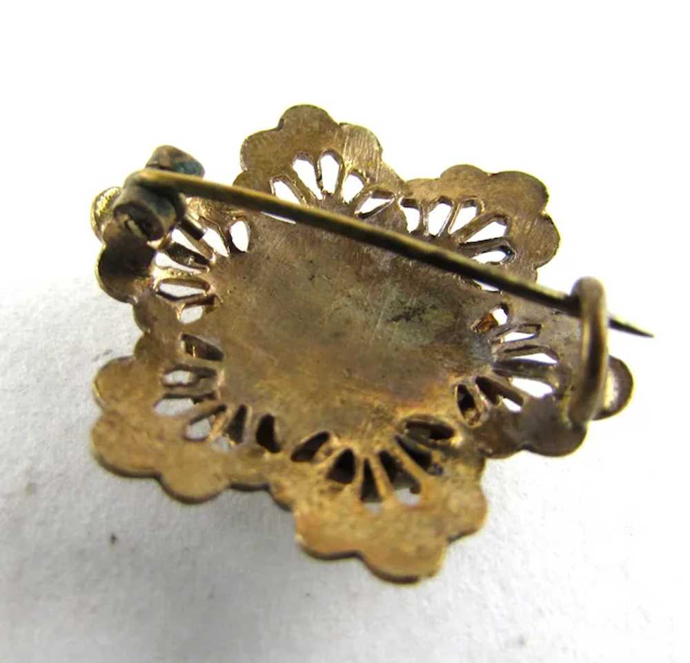 Vintage Gold Tone Pin With C Clasp Closure of Han… - image 5