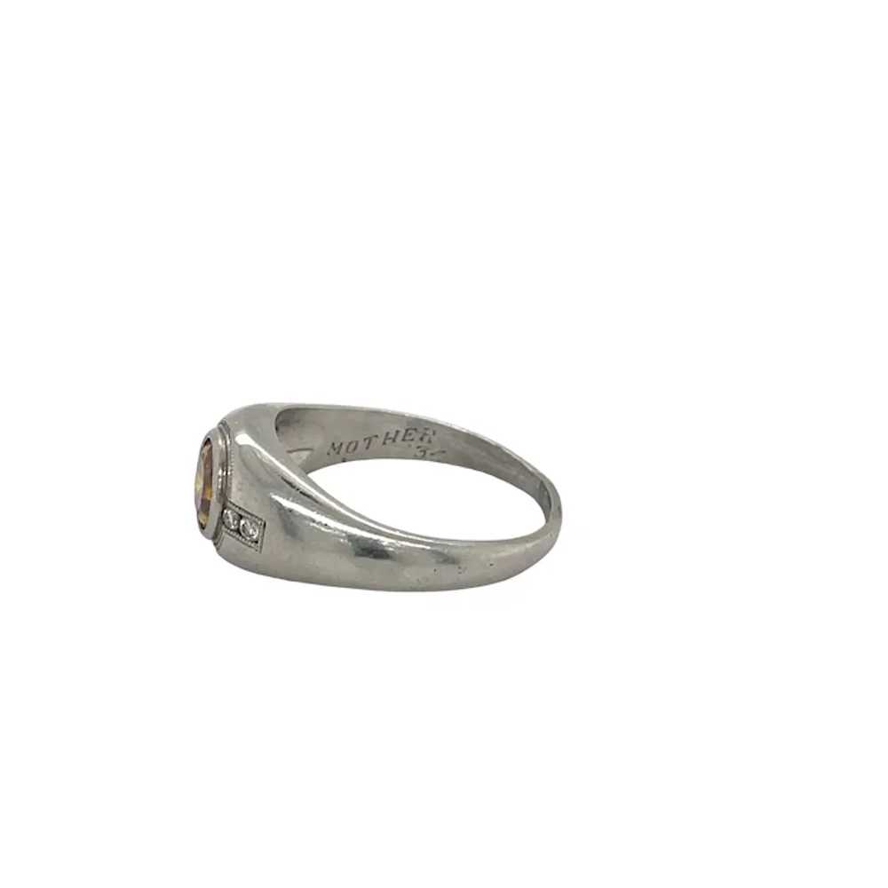 Art Deco Platinum Fancy Color Diamond Ring - image 2