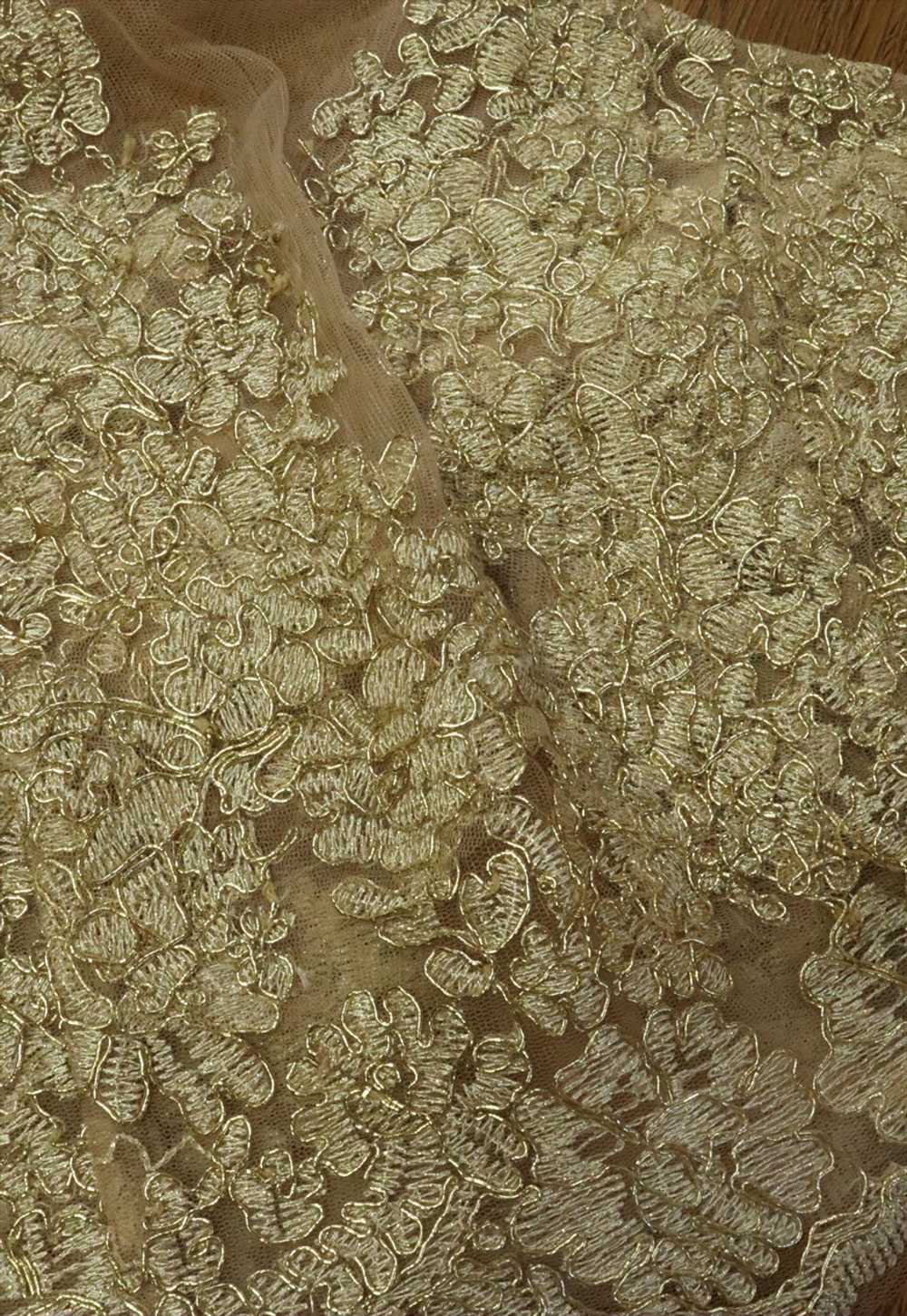 Vintage Y2K Gold Metallic Disco Embroidered Lace … - image 2