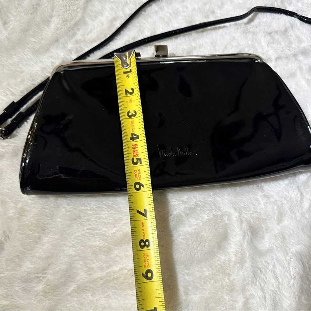 Vintage Nicole miller black patent evening bag ch… - image 10