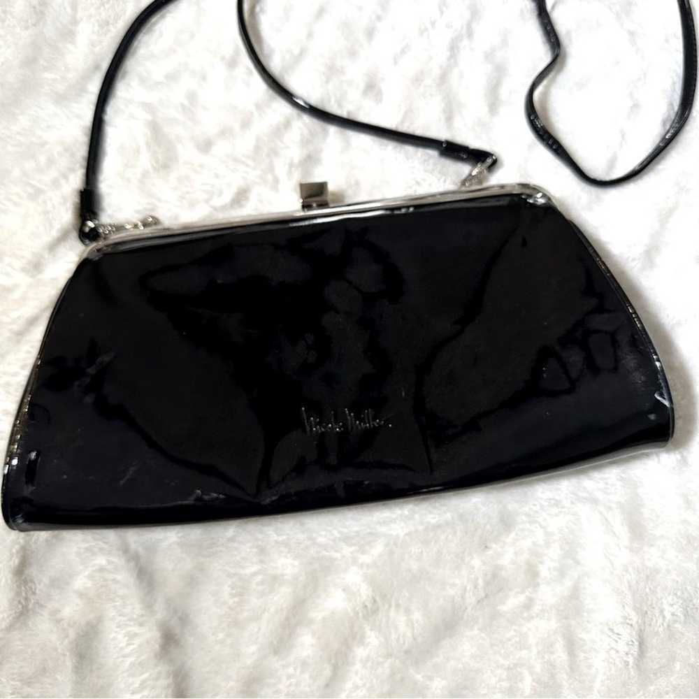 Vintage Nicole miller black patent evening bag ch… - image 1