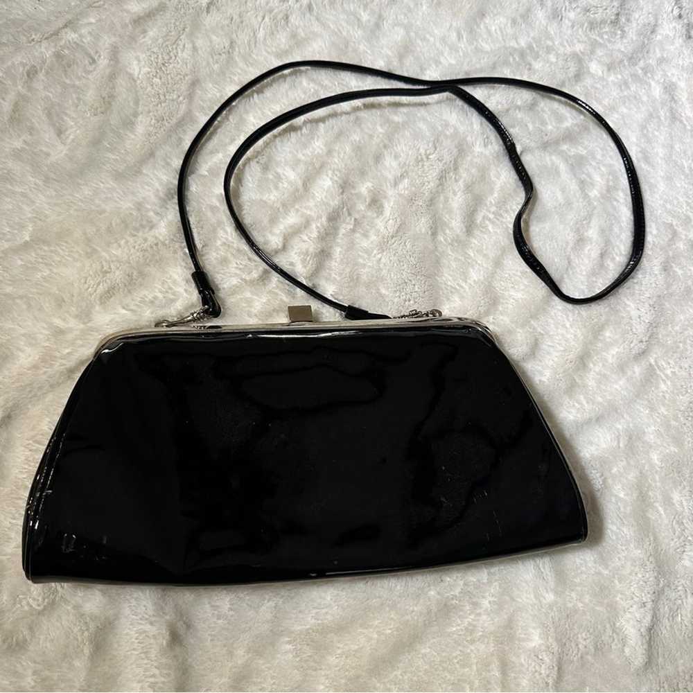 Vintage Nicole miller black patent evening bag ch… - image 2