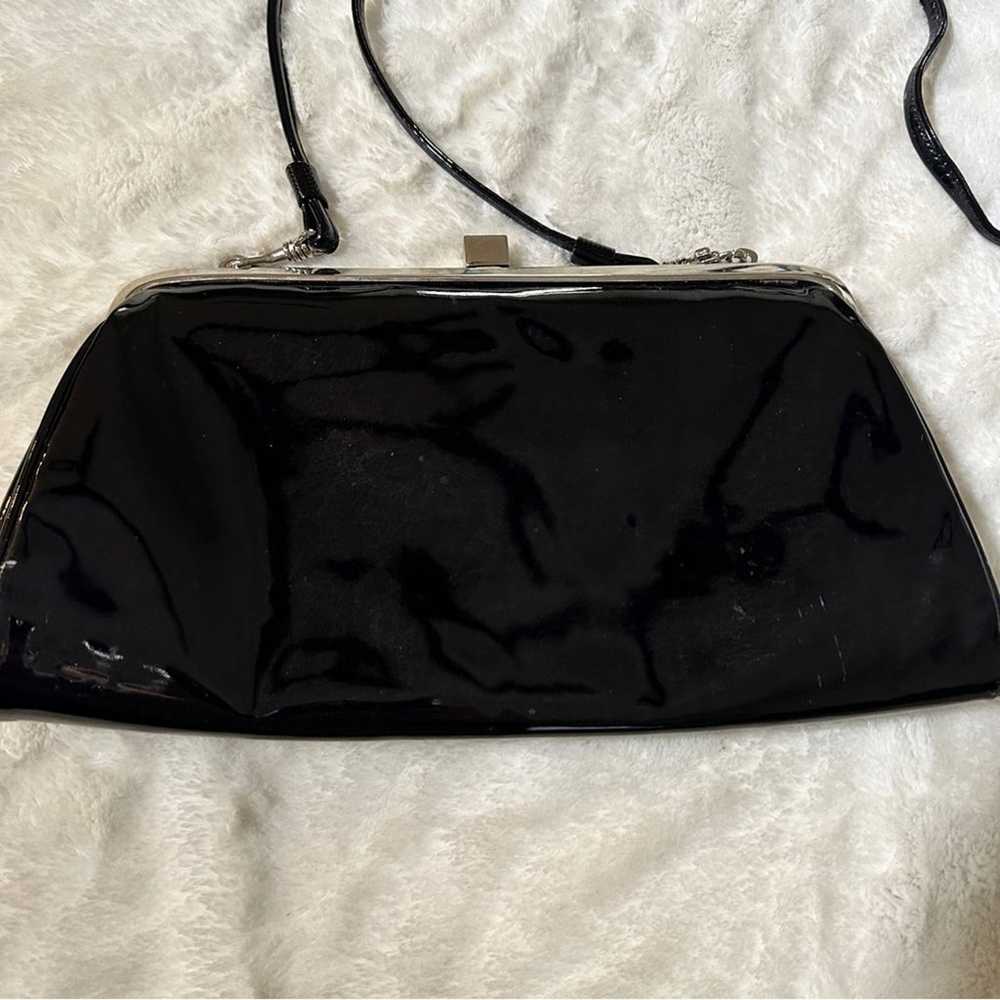 Vintage Nicole miller black patent evening bag ch… - image 3