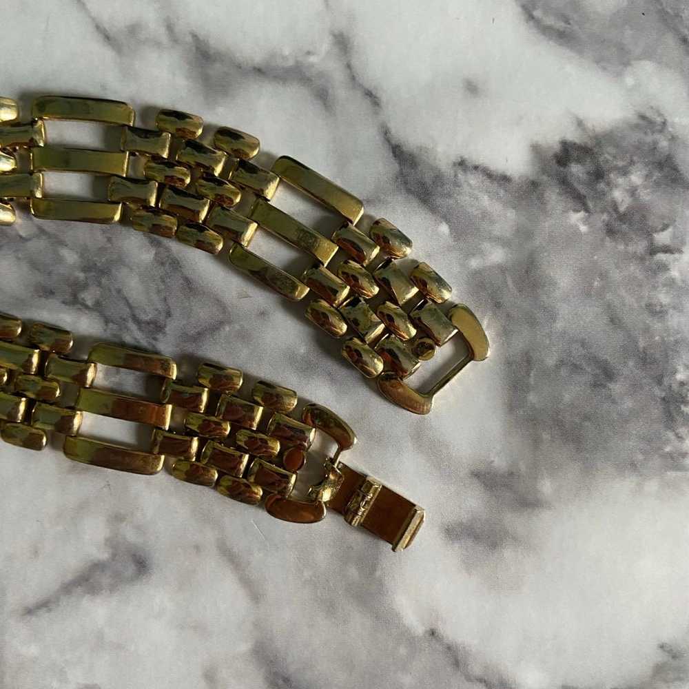 Vintage gold colored chain link necklace - image 3