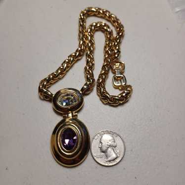 Necklace signed Givenchy crystal goldtone