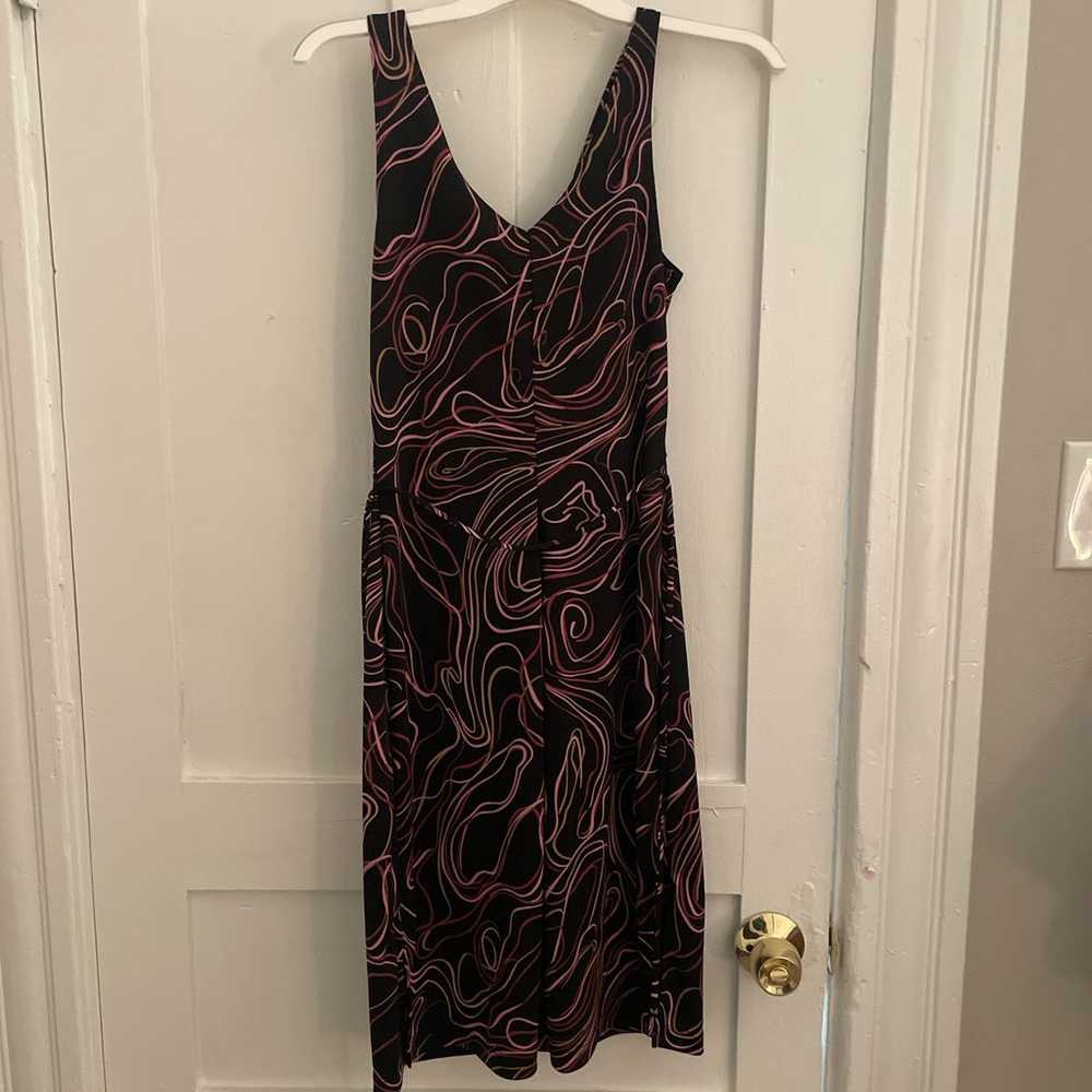 90s pink and black flowy cowl neck midi dress - image 2