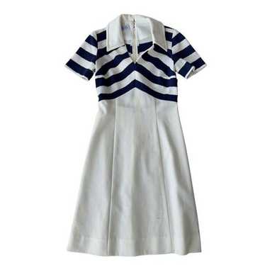 Nelly Don 50s Midi Dress White / Navy Blue Strip … - image 1