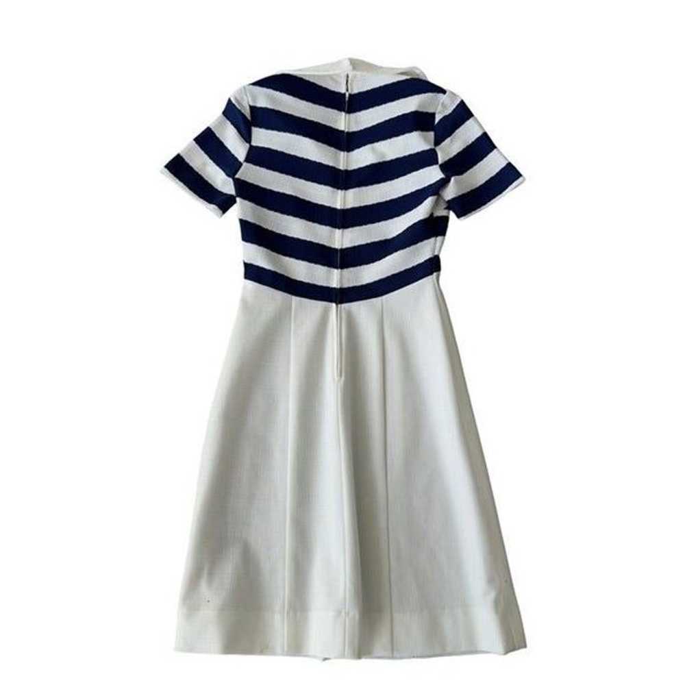 Nelly Don 50s Midi Dress White / Navy Blue Strip … - image 2