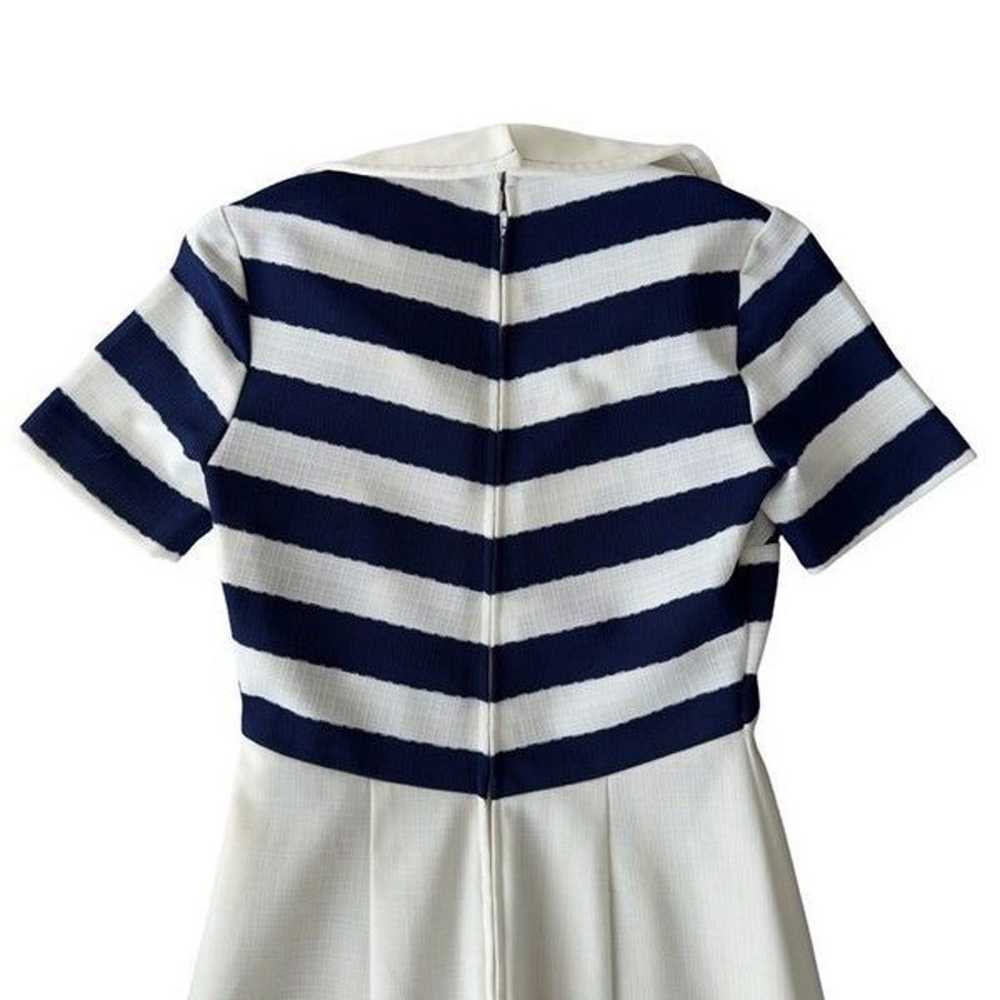Nelly Don 50s Midi Dress White / Navy Blue Strip … - image 6