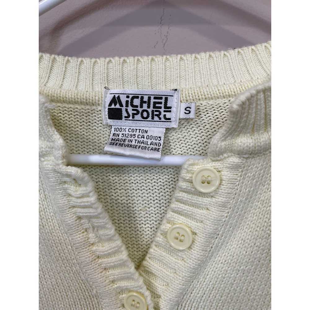 Vintage Michel Sport Academic Sweater Cream Overs… - image 4