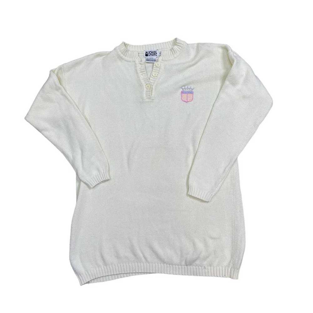 Vintage Michel Sport Academic Sweater Cream Overs… - image 6