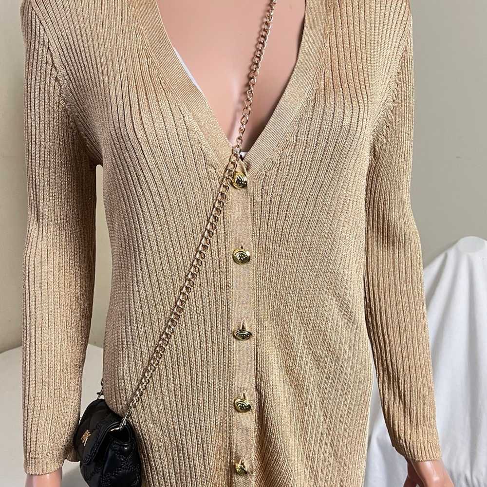 Anne Klein Womens Vintage Sweater Metallic Gold D… - image 1