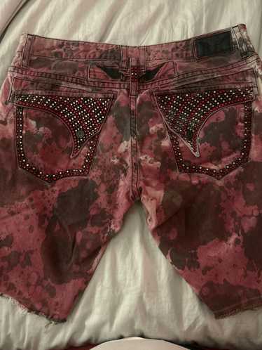 Robin’s Jean Red Diamond Flare Y2K Mens Shorts with jeweled killer flap - 32 store