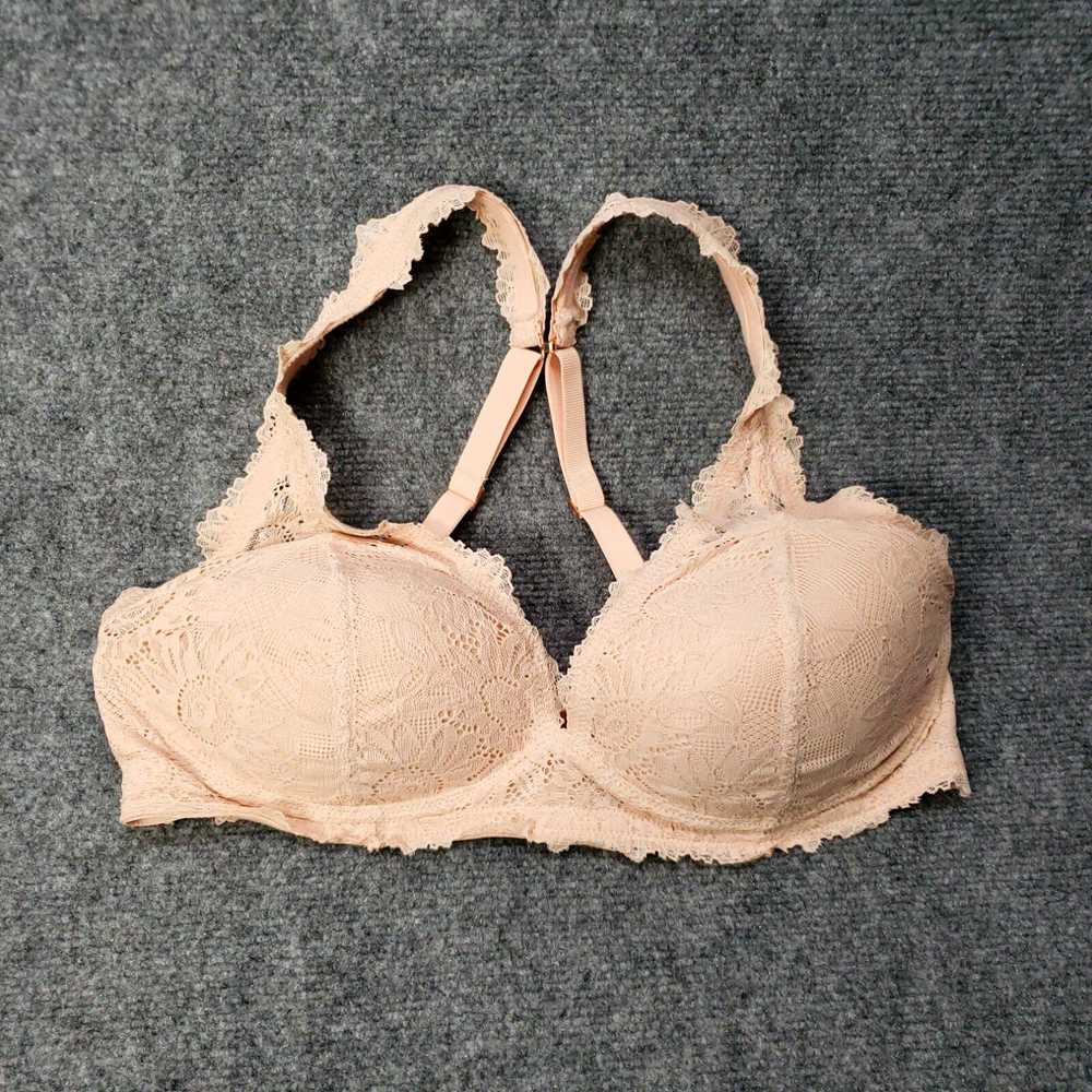 Vintage Aerie Bra Womens 36D Apricot Padded Lace … - image 1
