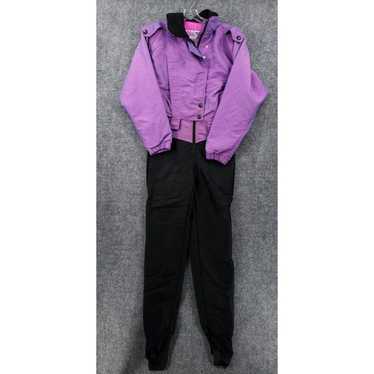 Vintage Nils Skiwear Ski Suit One Piece Womens 8/10 Purple Black USA EXC  COND 