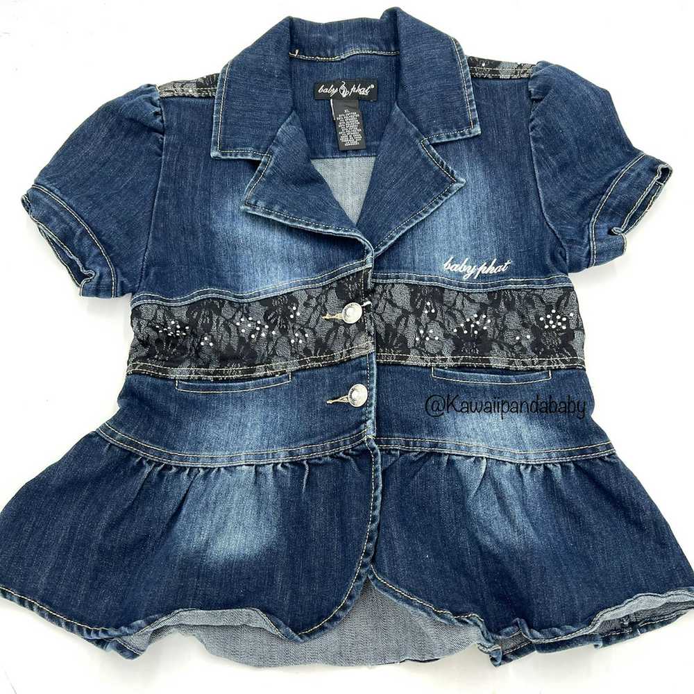 Vintage Baby Phat Girls Short Sleeve Denim Blue J… - image 2