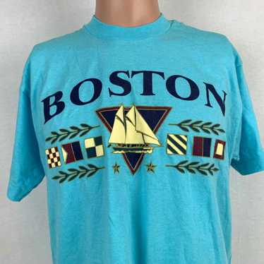 Fruit Of The Loom Boston MA Tall Ship Embossed Si… - image 1