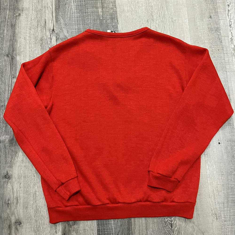 Collegiate × Vintage VTG 70s Alpha Chi Red Knit V… - image 3