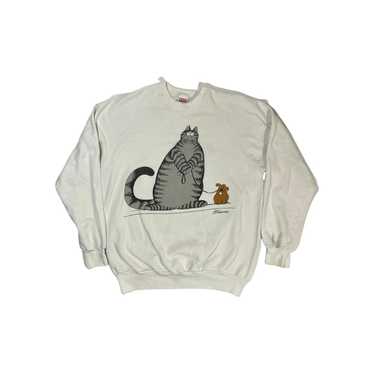 Art × Vintage 90s Cat & Dog Sweatshirt - image 1