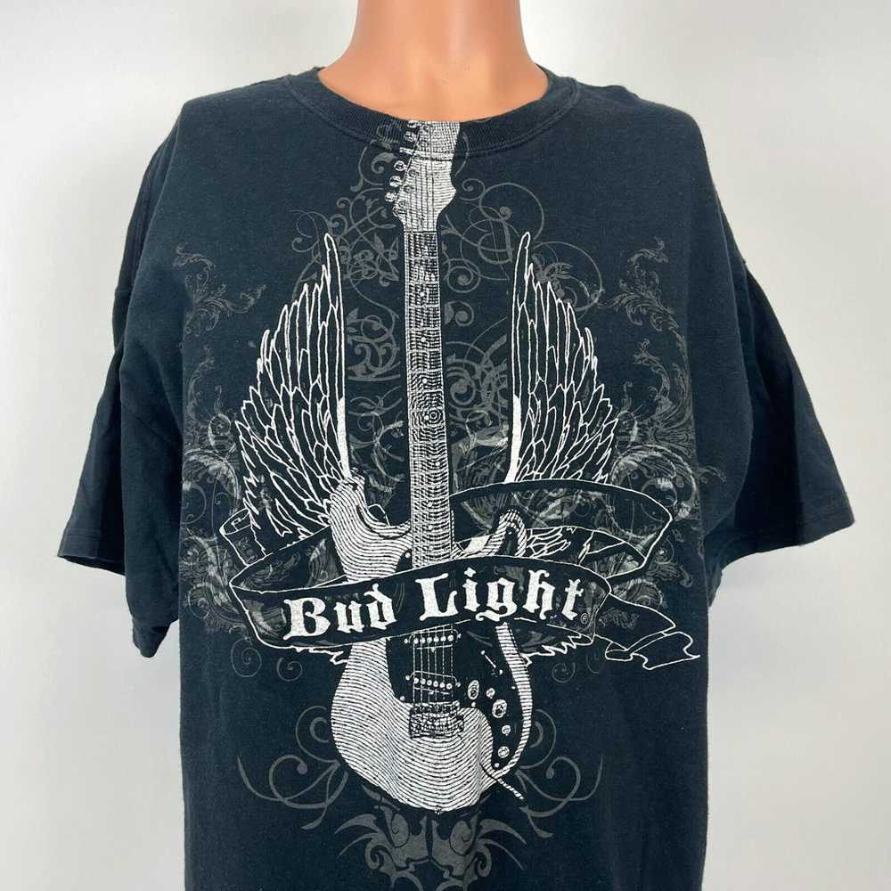 Hanes Bud Light Beer Guitar Graphic T Shirt Vtg Y… - image 1
