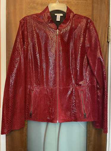 Chicos Chicos Women Red Genuine Leather Zipup Mobw
