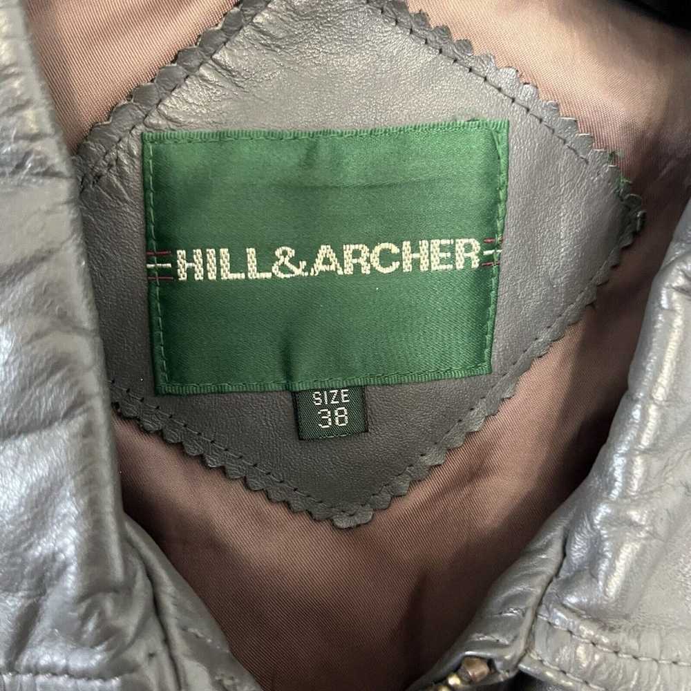Hill & Archer Men's Vintage Leather Bomber Jacket… - image 4