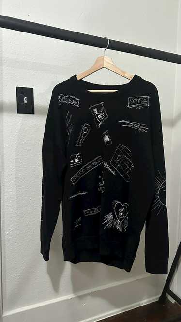 Zara Black Knit Graphic Crewneck