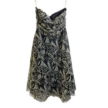 BCBGMaxazria Chiffon Tulle Lined Dress Floral Str… - image 1