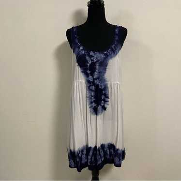 Roxy Double Dip Blue and Ivory Tie-Dye Dress Size 