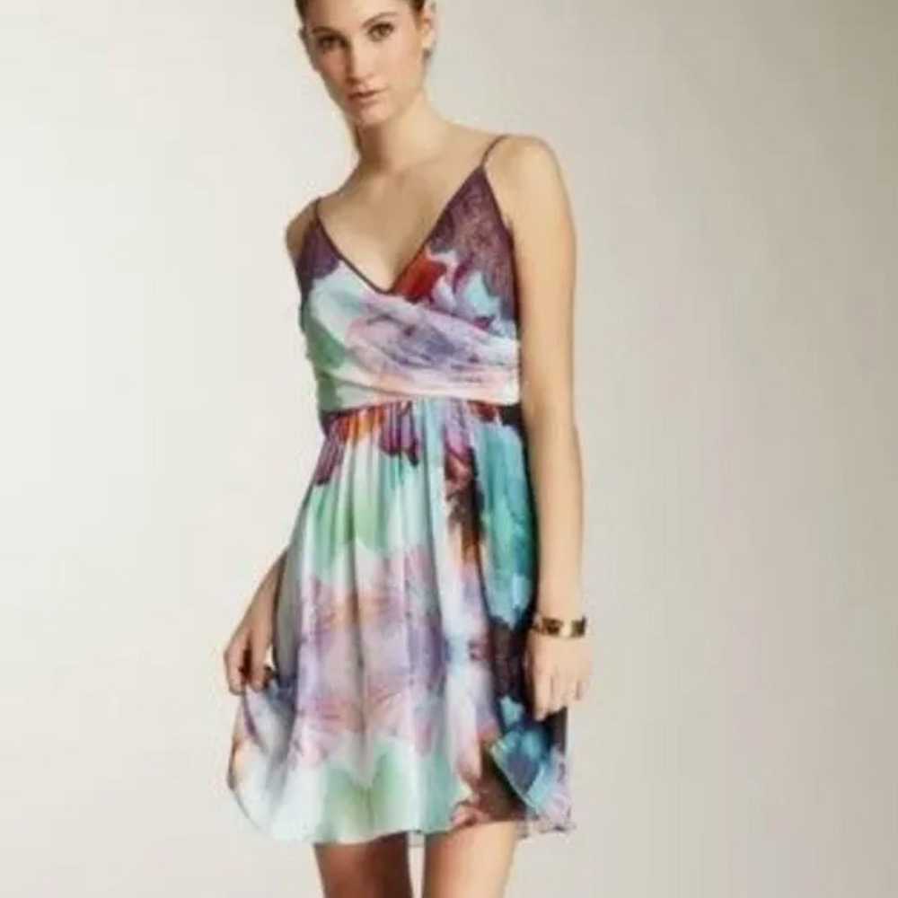 Nicole Miller 100% Silk floral print Lace dress ,… - image 1