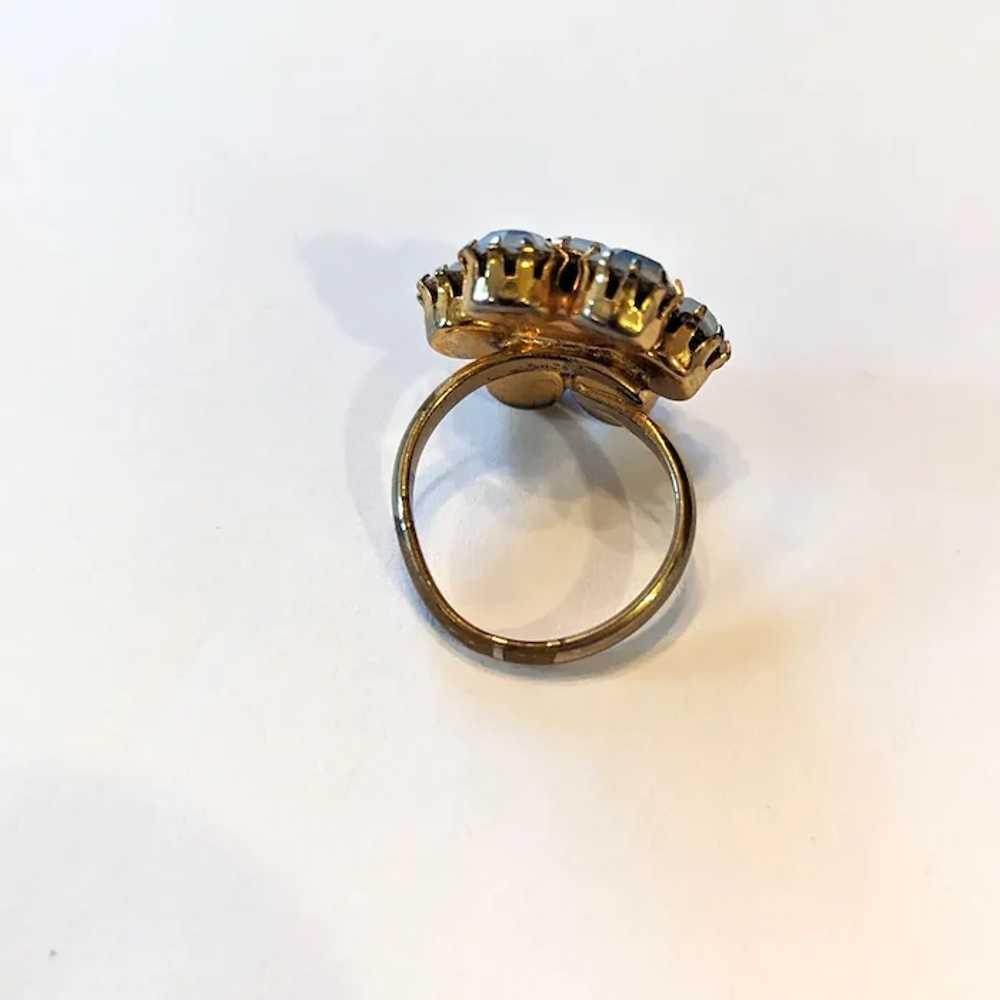 Vintage Opalescent Rhinestone Cocktail Ring - image 3