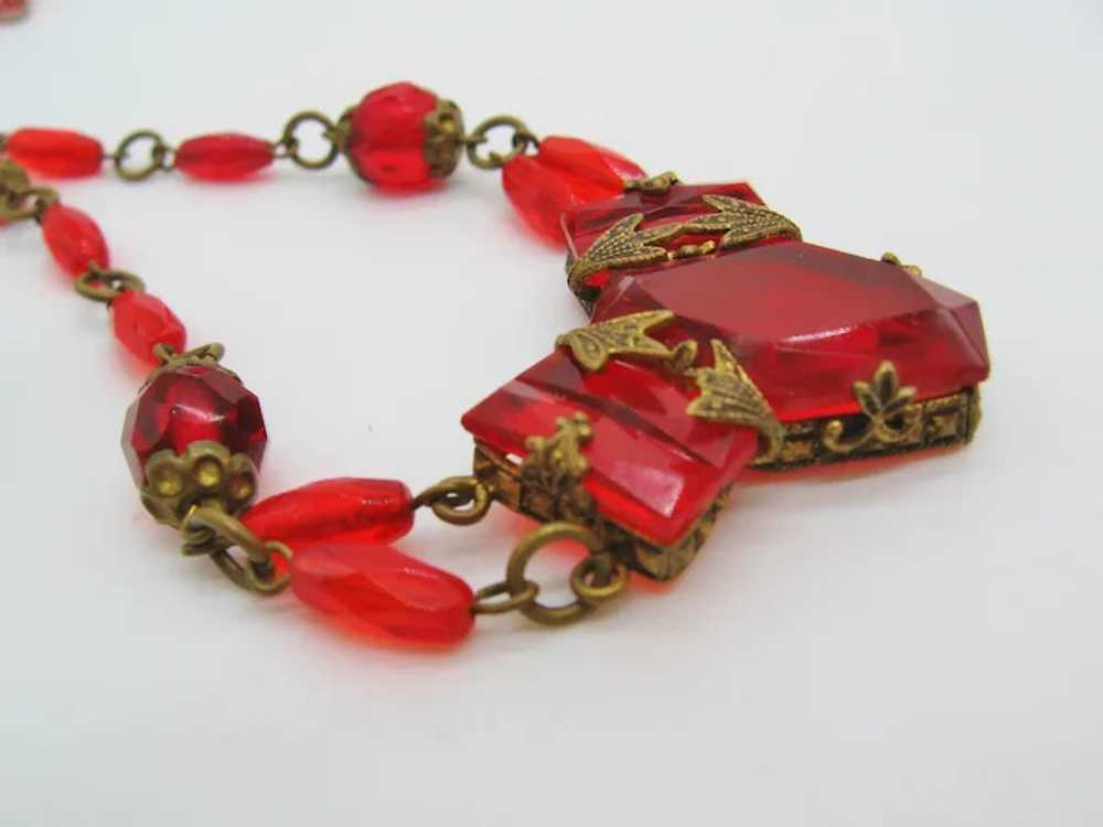 Vintage Red Glass Czech Necklace - image 5