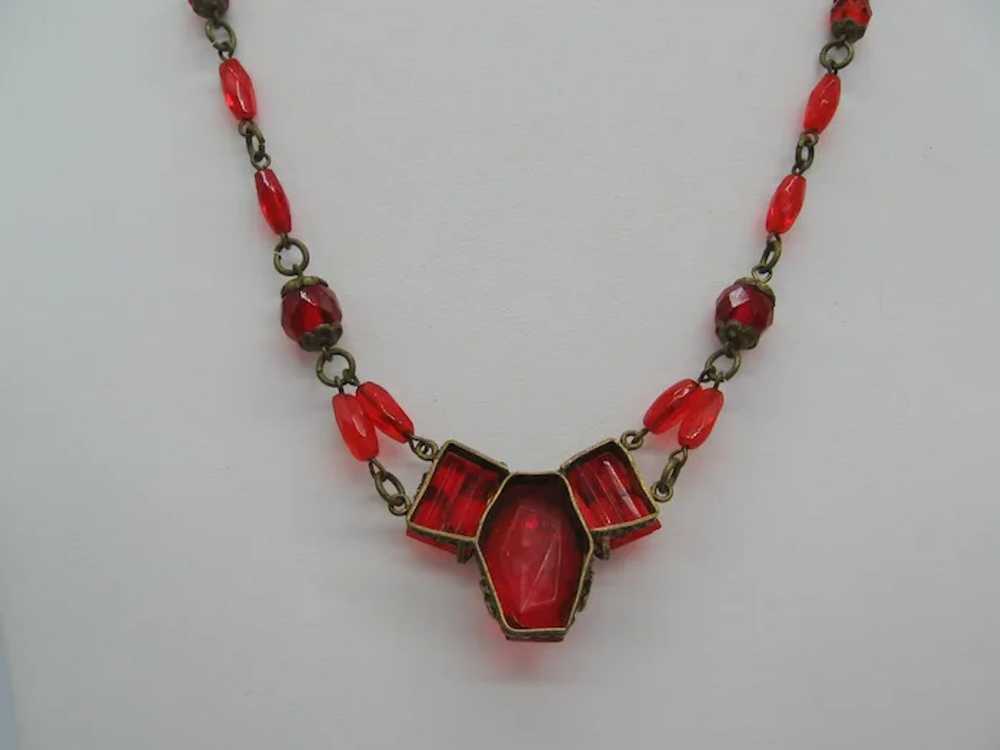 Vintage Red Glass Czech Necklace - image 7