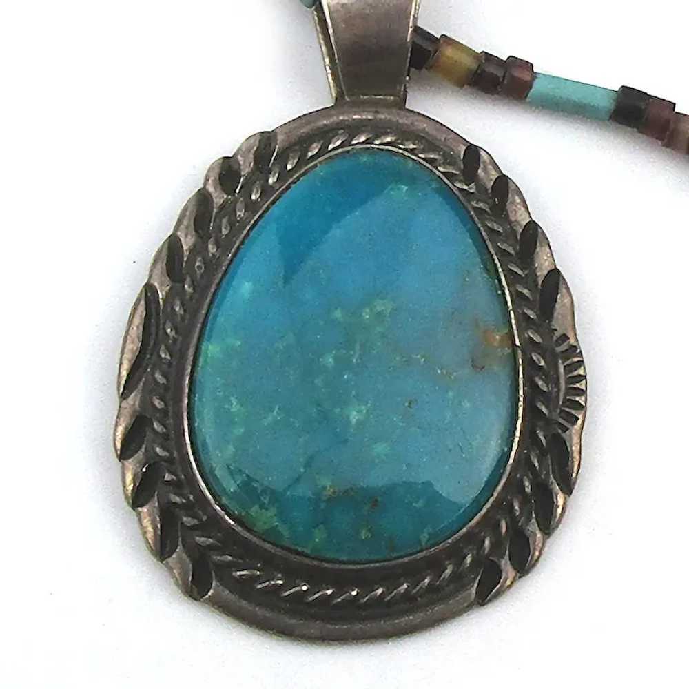 Native American Sterling Silver Turquoise Pendant… - image 2