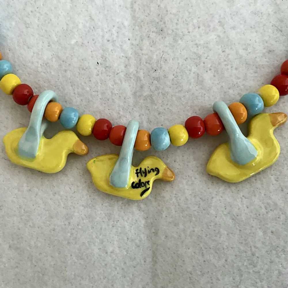 Vintage Flying Colors Yellow Ducks Ceramic Neckla… - image 11