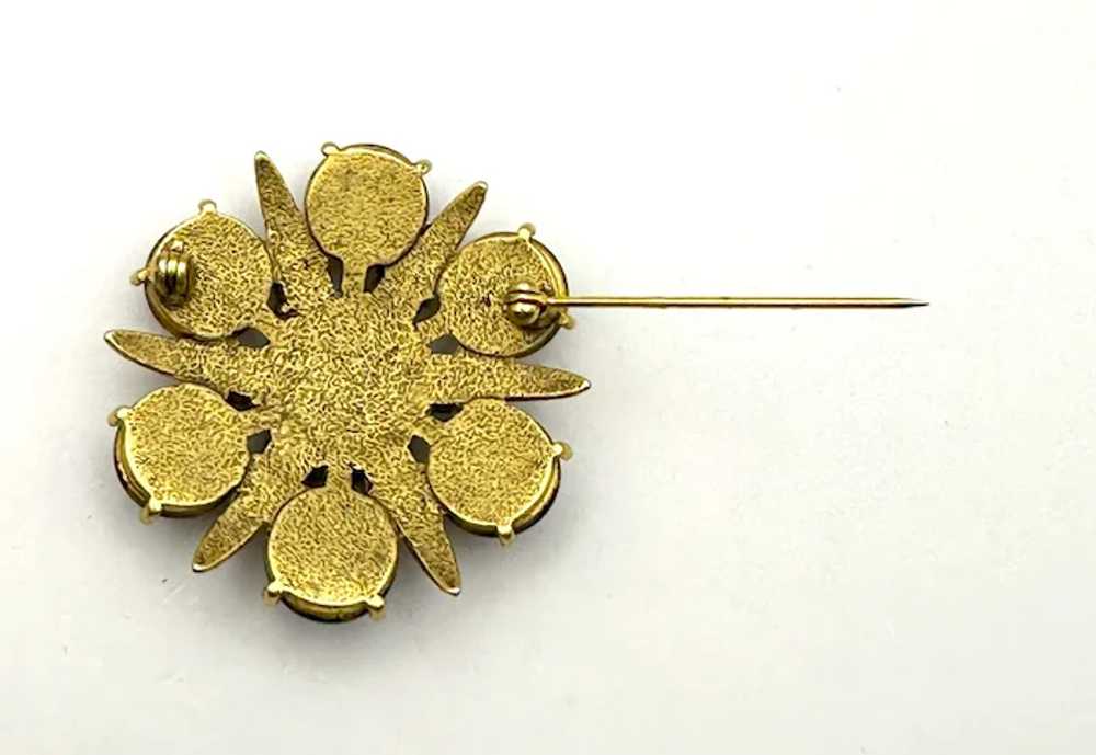 Brown and Goldtone Flower Brooch with Pretty Faux… - image 11