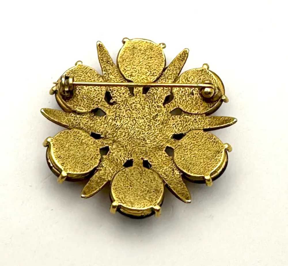 Brown and Goldtone Flower Brooch with Pretty Faux… - image 12