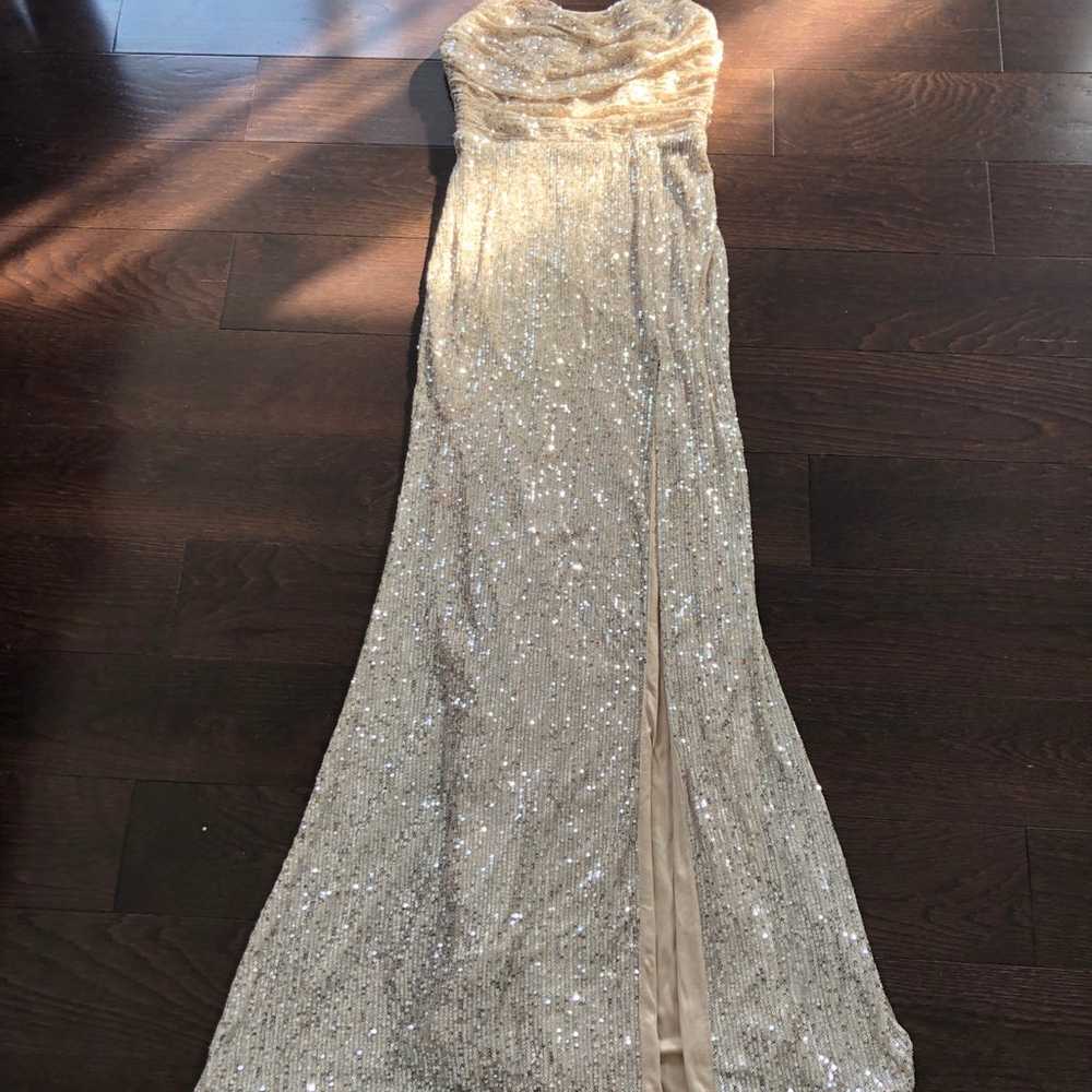 Lulus sequin gold long dress xs - image 3