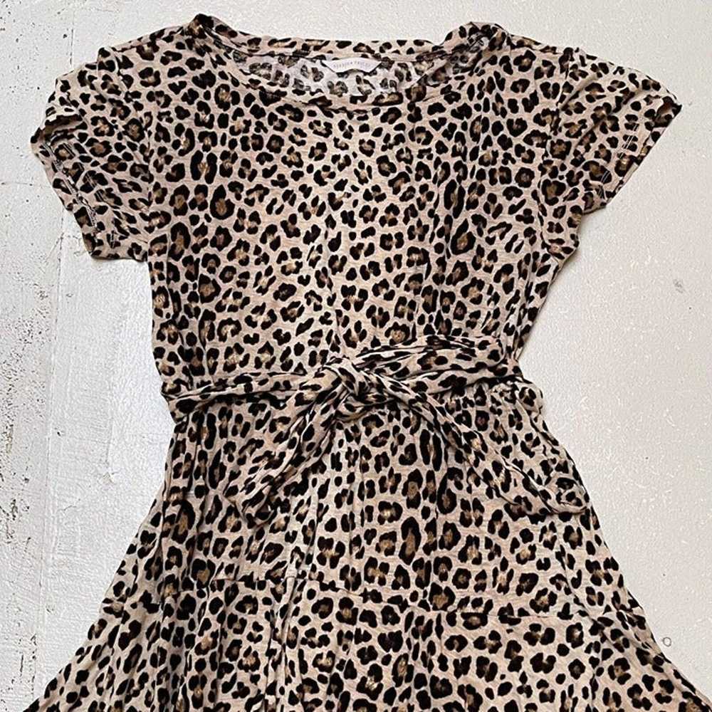 Rebecca Taylor Dress Medium Leopard Print Linen A… - image 3