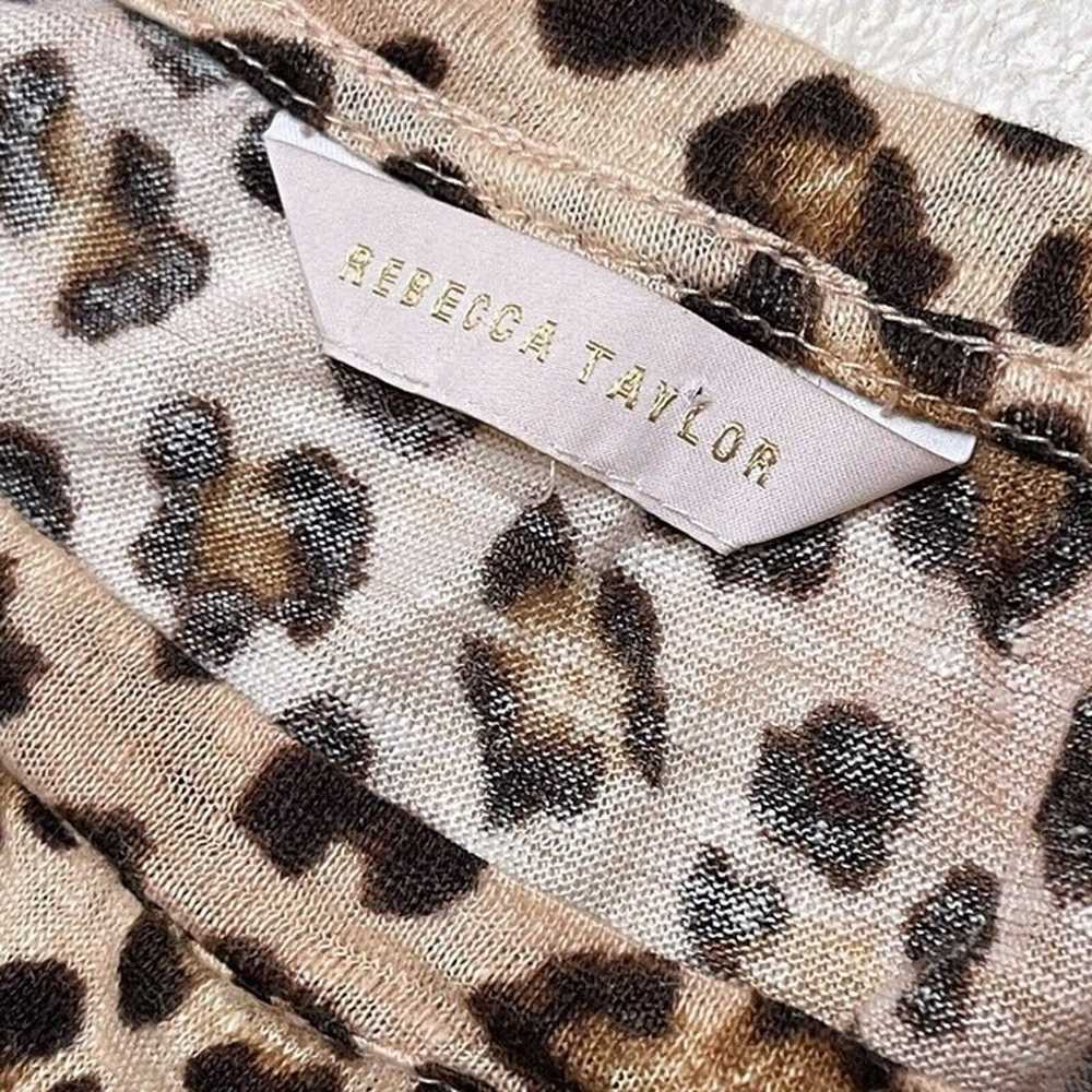 Rebecca Taylor Dress Medium Leopard Print Linen A… - image 6