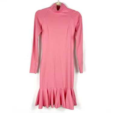 MSGM Pink Long Sleeve Dress Mock Neck Ruffle Hem … - image 1