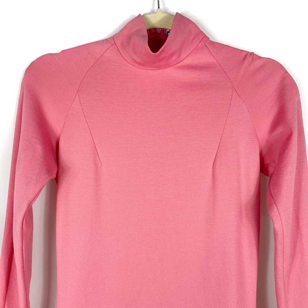 MSGM Pink Long Sleeve Dress Mock Neck Ruffle Hem … - image 2