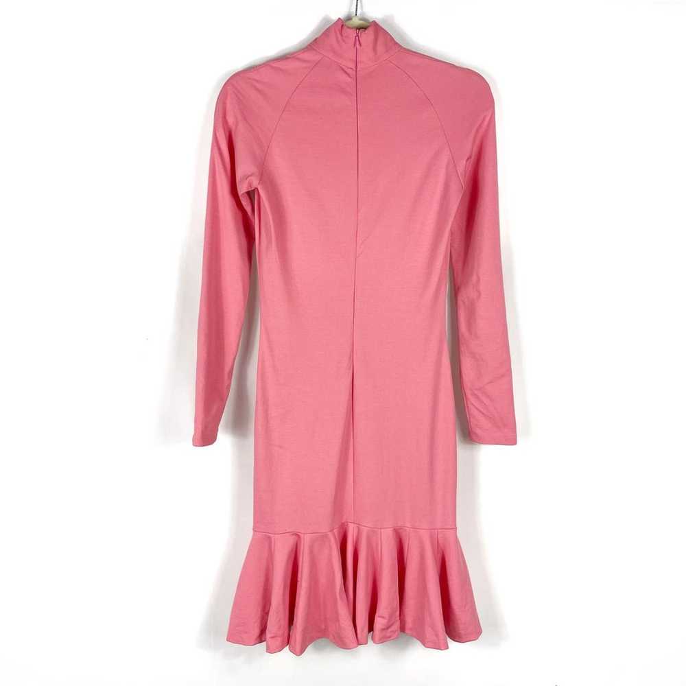 MSGM Pink Long Sleeve Dress Mock Neck Ruffle Hem … - image 6