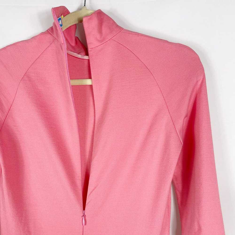 MSGM Pink Long Sleeve Dress Mock Neck Ruffle Hem … - image 7